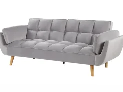 Discount Sofa rozkładana dla 3 osób ASBY Welur Jasnoszary Sofy Z Funkcją Spania|Wszystkie Sofy