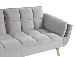 Discount Sofa rozkładana dla 3 osób ASBY Welur Jasnoszary Sofy Z Funkcją Spania|Wszystkie Sofy