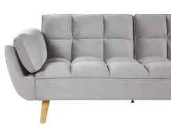 Discount Sofa rozkładana dla 3 osób ASBY Welur Jasnoszary Sofy Z Funkcją Spania|Wszystkie Sofy