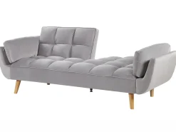 Discount Sofa rozkładana dla 3 osób ASBY Welur Jasnoszary Sofy Z Funkcją Spania|Wszystkie Sofy