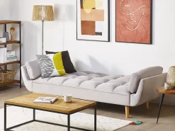 Discount Sofa rozkładana dla 3 osób ASBY Welur Jasnoszary Sofy Z Funkcją Spania|Wszystkie Sofy
