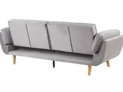Discount Sofa rozkładana dla 3 osób ASBY Welur Jasnoszary Sofy Z Funkcją Spania|Wszystkie Sofy