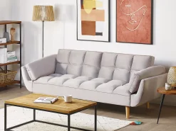Discount Sofa rozkładana dla 3 osób ASBY Welur Jasnoszary Sofy Z Funkcją Spania|Wszystkie Sofy