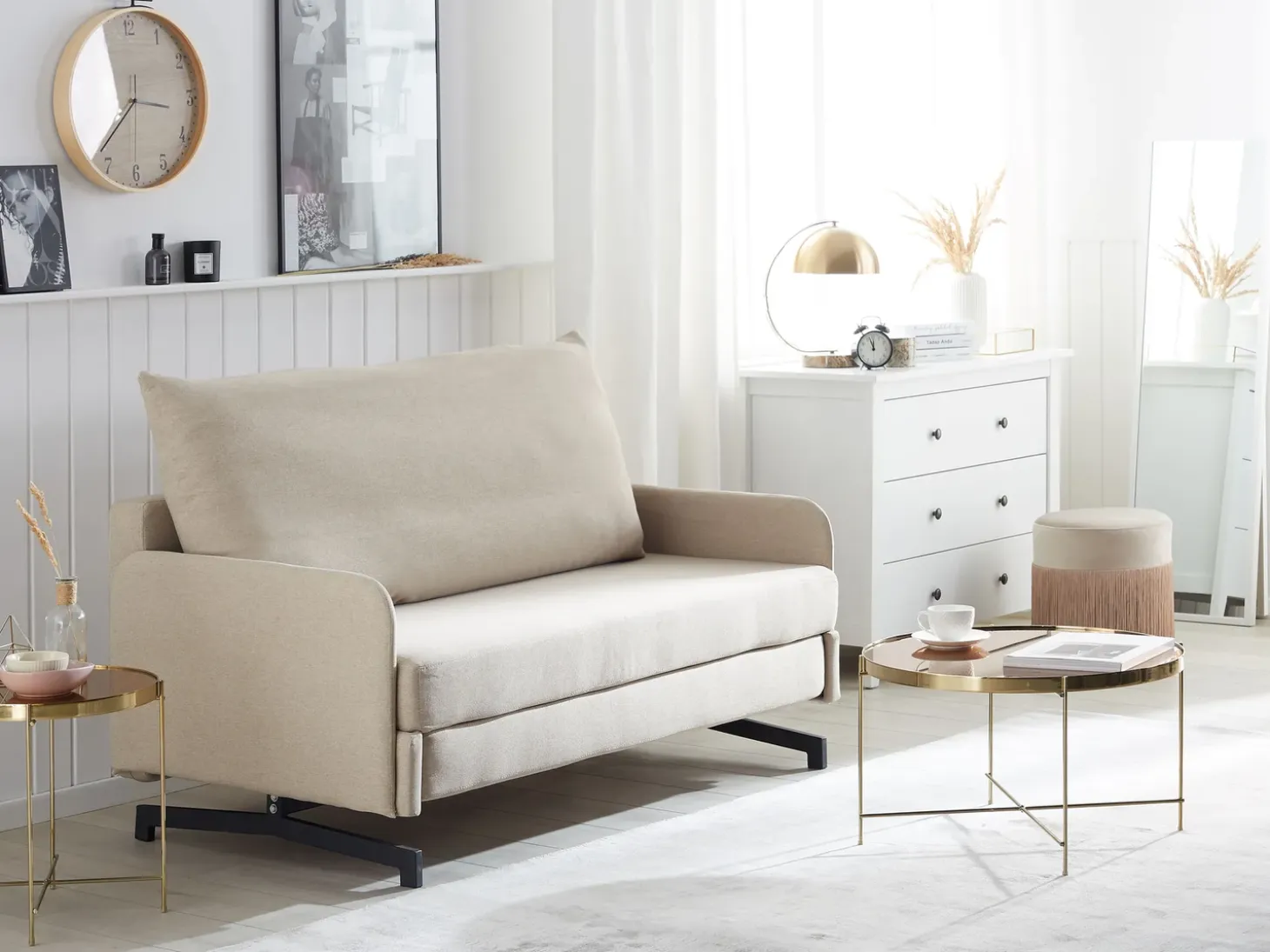 Sofa rozkładana dla 2 osób BELFAST Beżowy