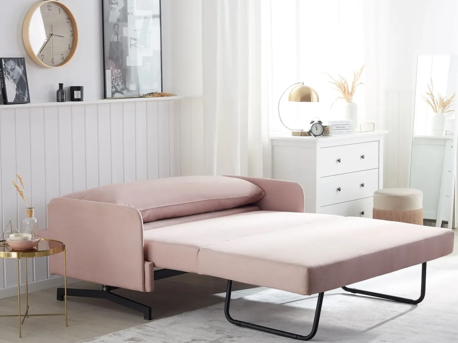 Sofa rozkładana dla 2 osób BELFAST Różowy