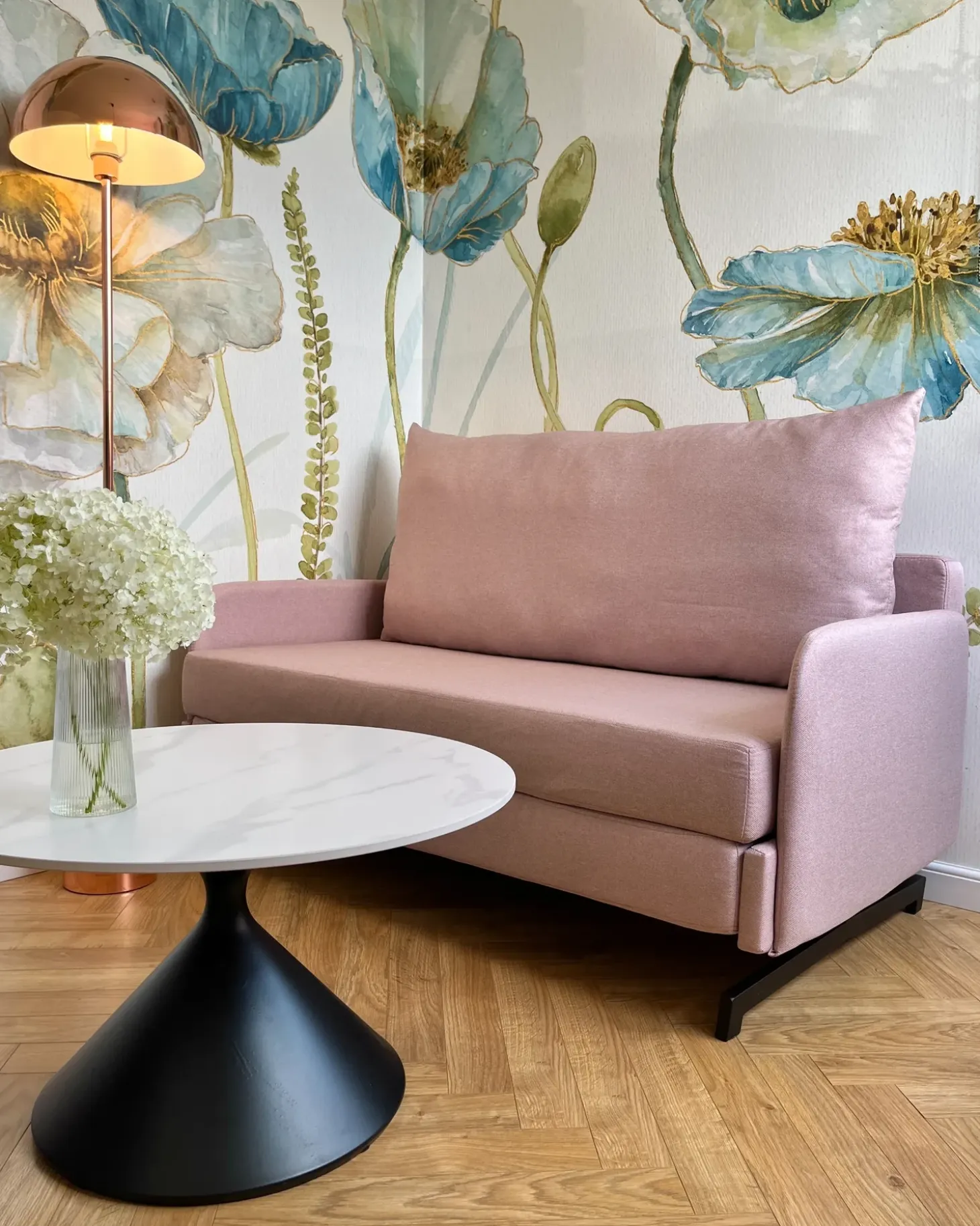 Sofa rozkładana dla 2 osób BELFAST Różowy
