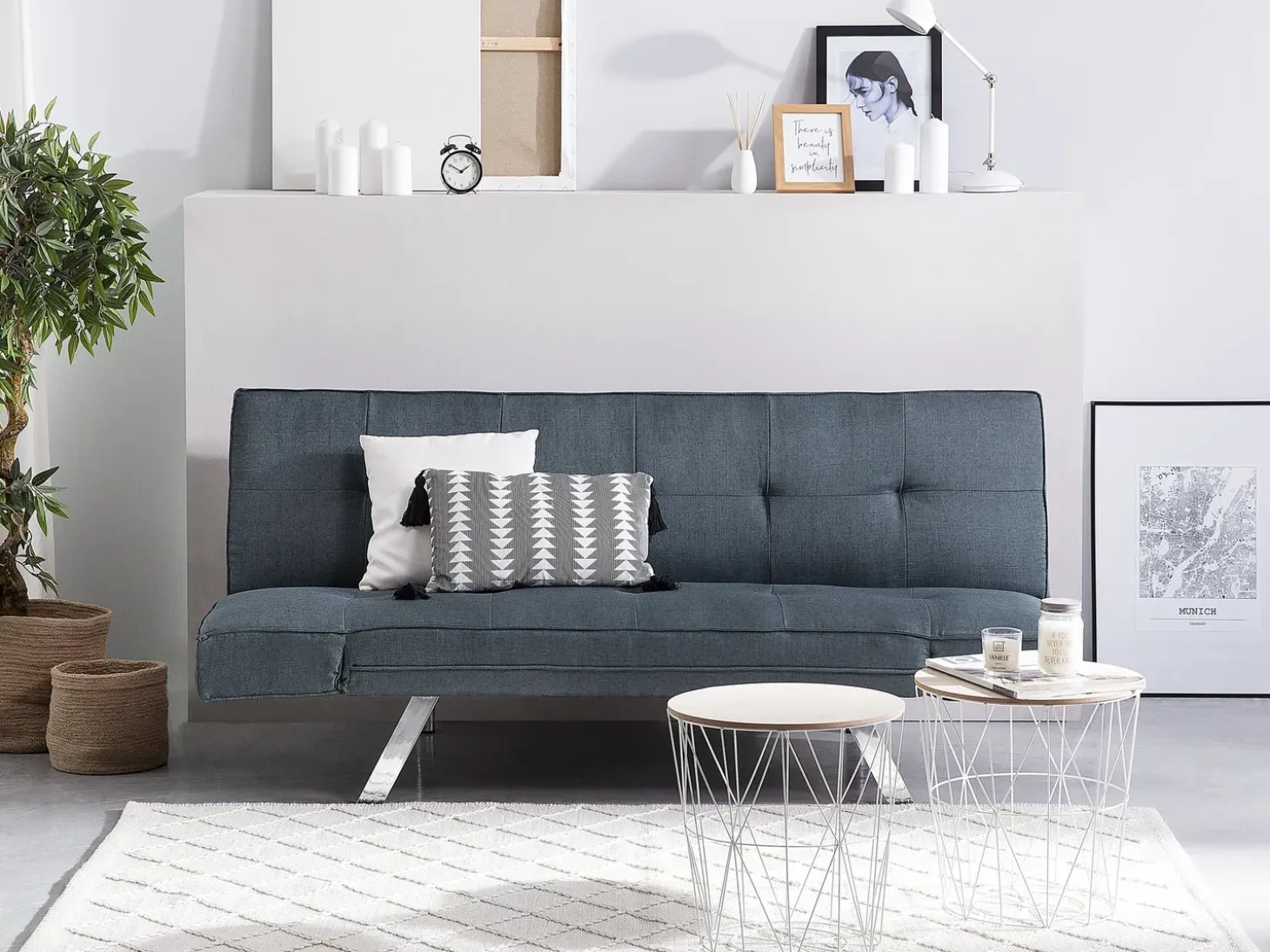 Best Sofa rozkładana dla 3 osób BRISTOL Ciemnoniebieski Sofy Z Funkcją Spania|Wszystkie Sofy