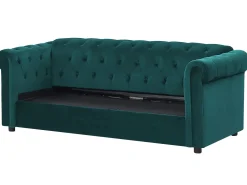 New Sofa rozkładana dla 3 osób CHESTERFIELD Welur Szmaragdowy Sofy Z Funkcją Spania|Wszystkie Sofy