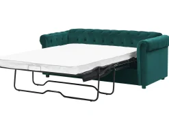 New Sofa rozkładana dla 3 osób CHESTERFIELD Welur Szmaragdowy Sofy Z Funkcją Spania|Wszystkie Sofy