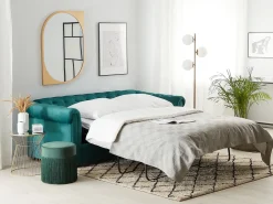New Sofa rozkładana dla 3 osób CHESTERFIELD Welur Szmaragdowy Sofy Z Funkcją Spania|Wszystkie Sofy