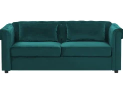 New Sofa rozkładana dla 3 osób CHESTERFIELD Welur Szmaragdowy Sofy Z Funkcją Spania|Wszystkie Sofy