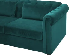 New Sofa rozkładana dla 3 osób CHESTERFIELD Welur Szmaragdowy Sofy Z Funkcją Spania|Wszystkie Sofy