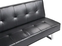 Sofa rozkładana dla 3 osób DERBY Ekoskóra Czarny