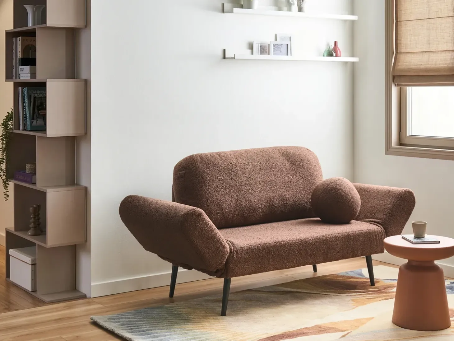 Online Sofa rozkładana dla 2 osób DOROTEA Boucle Brązowy Sofy Z Funkcją Spania|Wszystkie Sofy