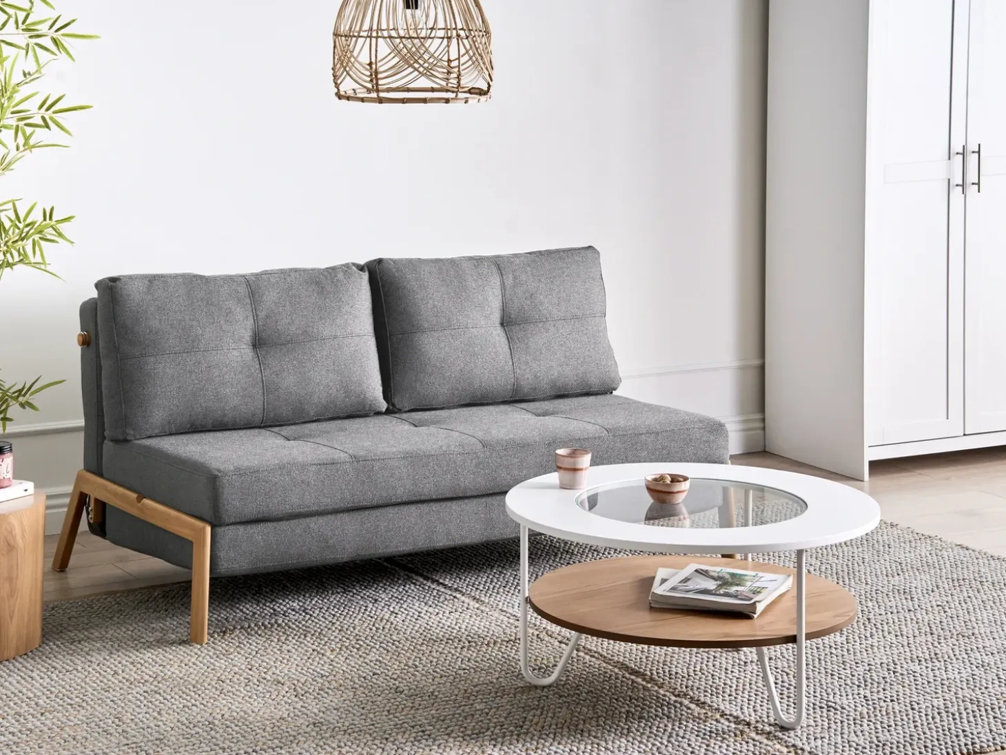 New Sofa rozkładana dla 2 osób EDLAND Ciemnoszary Sofy Z Funkcją Spania|Wszystkie Sofy