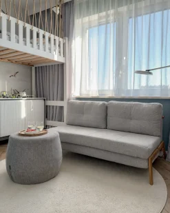 Outlet dla 2 osób EDLAND Jasnoszary Sofy Z Funkcją Spania|Wszystkie Sofy