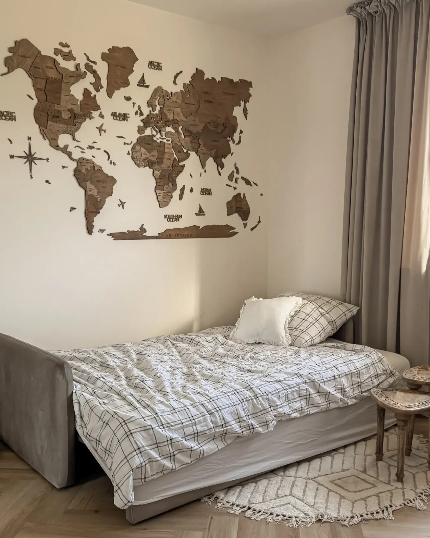 New Sofa rozkładana dla 3 osób EGGE Welur Beżowoszary Sofy Z Funkcją Spania|Wszystkie Sofy
