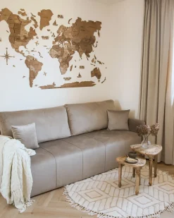 New Sofa rozkładana dla 3 osób EGGE Welur Beżowoszary Sofy Z Funkcją Spania|Wszystkie Sofy
