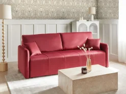 Sale Sofa rozkładana dla 3 osób EGGE Welur Burgundowy Sofy Z Funkcją Spania|Wszystkie Sofy