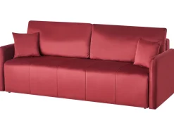Sale Sofa rozkładana dla 3 osób EGGE Welur Burgundowy Sofy Z Funkcją Spania|Wszystkie Sofy