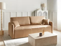 Discount Sofa rozkładana dla 3 osób EGGE Welur Jasno Sofy Z Funkcją Spania|Wszystkie Sofy