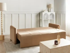 Discount Sofa rozkładana dla 3 osób EGGE Welur Jasno Sofy Z Funkcją Spania|Wszystkie Sofy