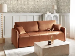 New Sofa rozkładana dla 3 osób EGGE Welur Złoty brąz Sofy Z Funkcją Spania|Wszystkie Sofy