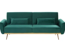 Sofa rozkładana dla 3 osób EINA Welur Szmaragdowy