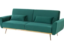 Sofa rozkładana dla 3 osób EINA Welur Szmaragdowy