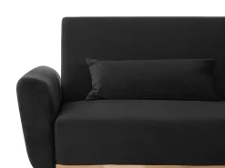 Sofa rozkładana dla 3 osób EINA Welur Czarny