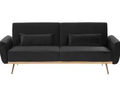 Sofa rozkładana dla 3 osób EINA Welur Czarny