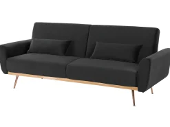 Sofa rozkładana dla 3 osób EINA Welur Czarny
