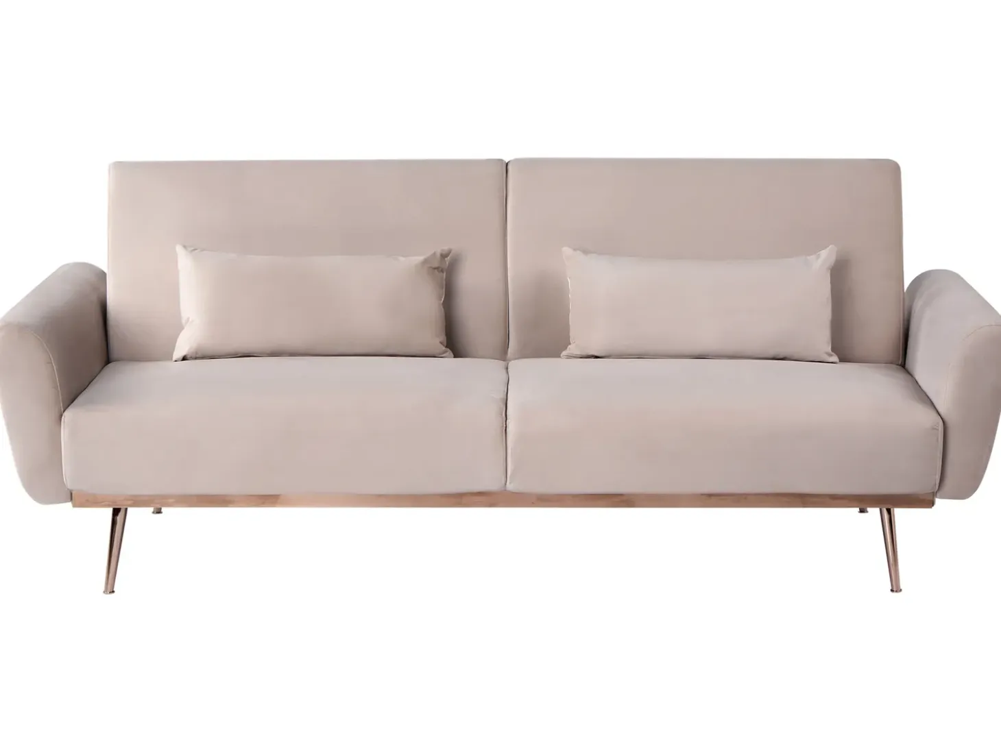 Discount Sofa rozkładana dla 3 osób EINA Welur Beżowoszary Sofy Z Funkcją Spania|Wszystkie Sofy