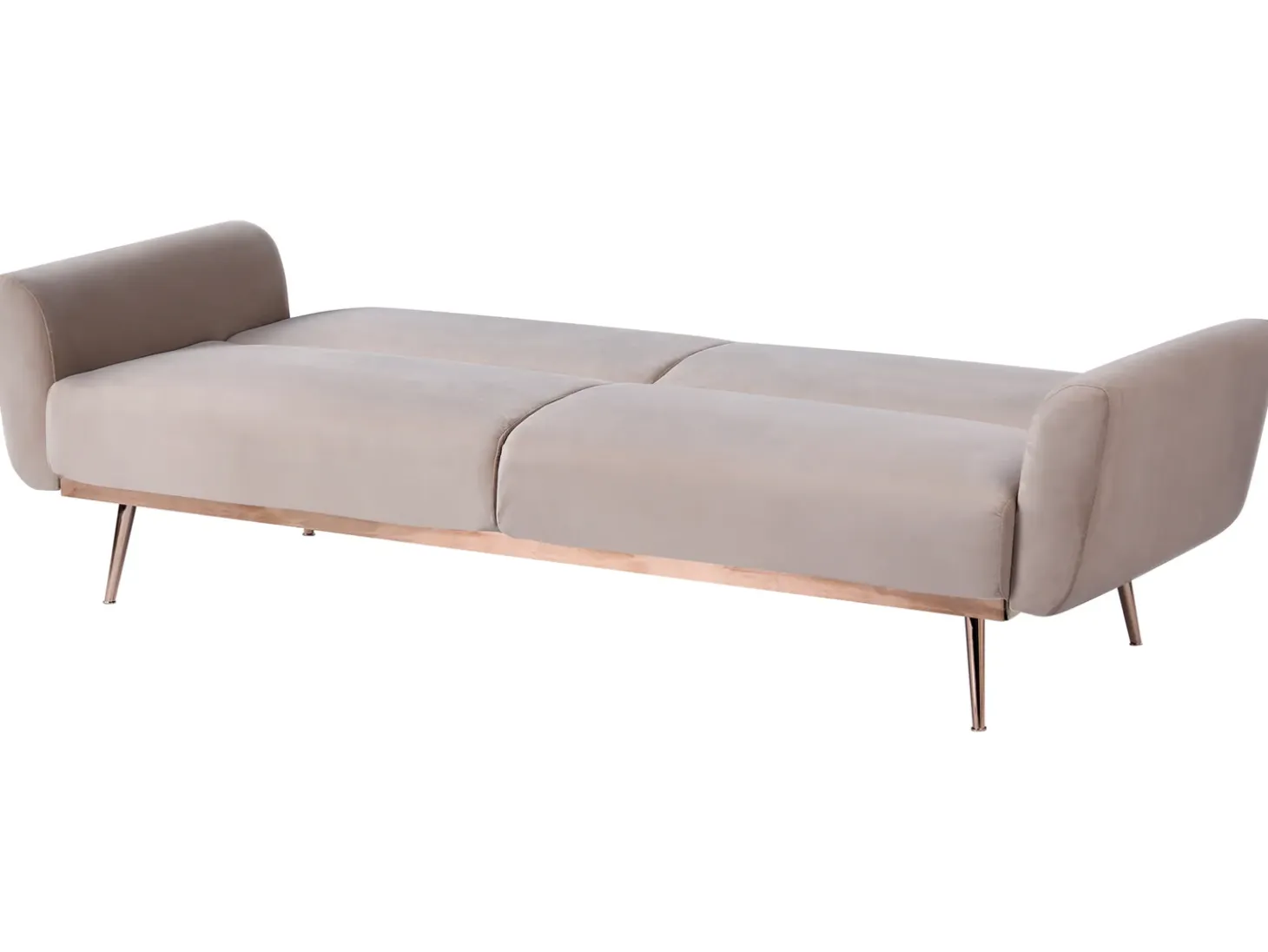 Discount Sofa rozkładana dla 3 osób EINA Welur Beżowoszary Sofy Z Funkcją Spania|Wszystkie Sofy