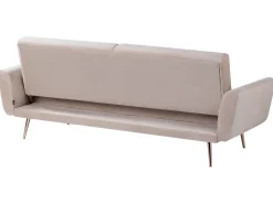 Discount Sofa rozkładana dla 3 osób EINA Welur Beżowoszary Sofy Z Funkcją Spania|Wszystkie Sofy