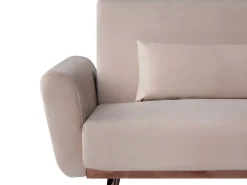 Discount Sofa rozkładana dla 3 osób EINA Welur Beżowoszary Sofy Z Funkcją Spania|Wszystkie Sofy