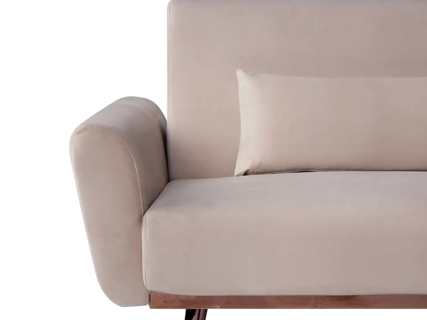 Discount Sofa rozkładana dla 3 osób EINA Welur Beżowoszary Sofy Z Funkcją Spania|Wszystkie Sofy