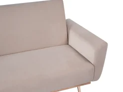 Discount Sofa rozkładana dla 3 osób EINA Welur Beżowoszary Sofy Z Funkcją Spania|Wszystkie Sofy