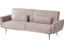 Discount Sofa rozkładana dla 3 osób EINA Welur Beżowoszary Sofy Z Funkcją Spania|Wszystkie Sofy