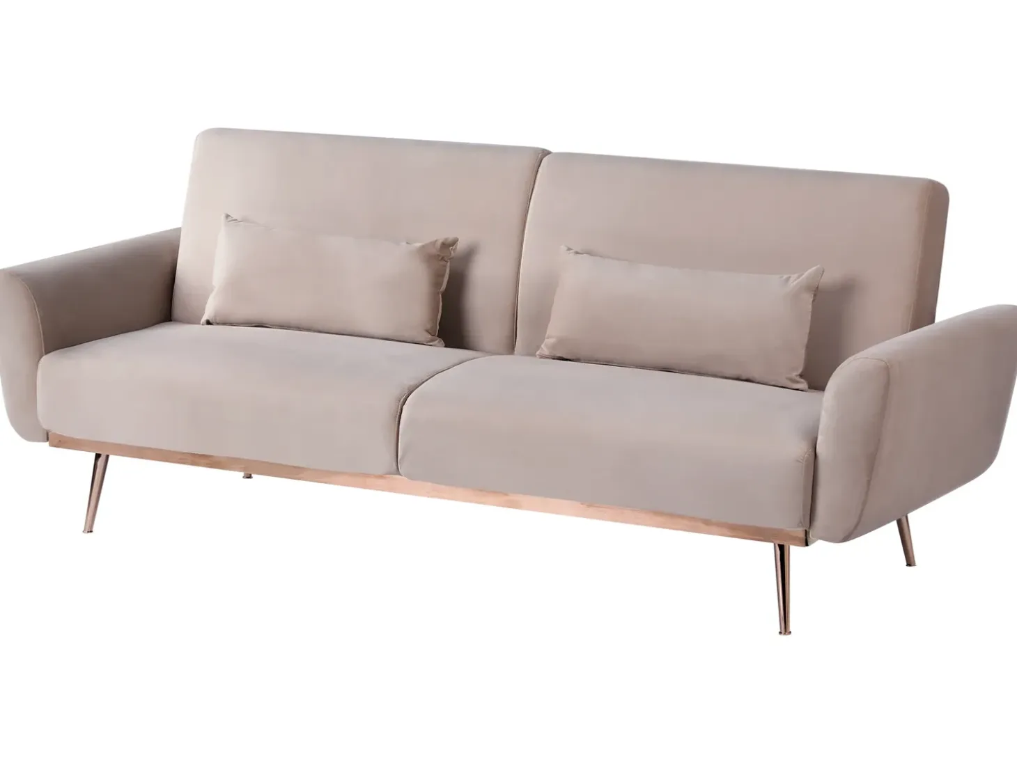 Discount Sofa rozkładana dla 3 osób EINA Welur Beżowoszary Sofy Z Funkcją Spania|Wszystkie Sofy
