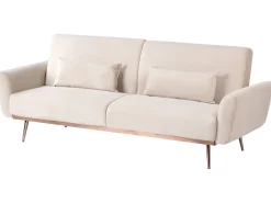 Sofa rozkładana dla 3 osób EINA Welur Jasnobeżowy Sofy Z Funkcją Spania|Wszystkie Sofy
