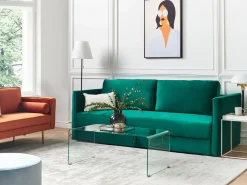 Online Sofa rozkładana dla 3 osób EKSJO Welur Szmaragdowy ze schowkiem Sofy Z Funkcją Spania|Wszystkie Sofy