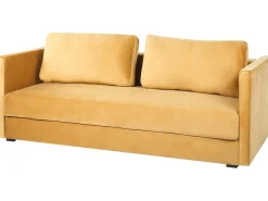 Sale Sofa rozkładana dla 3 osób EKSJO Welur Musztardowy ze schowkiem Sofy Z Funkcją Spania|Wszystkie Sofy