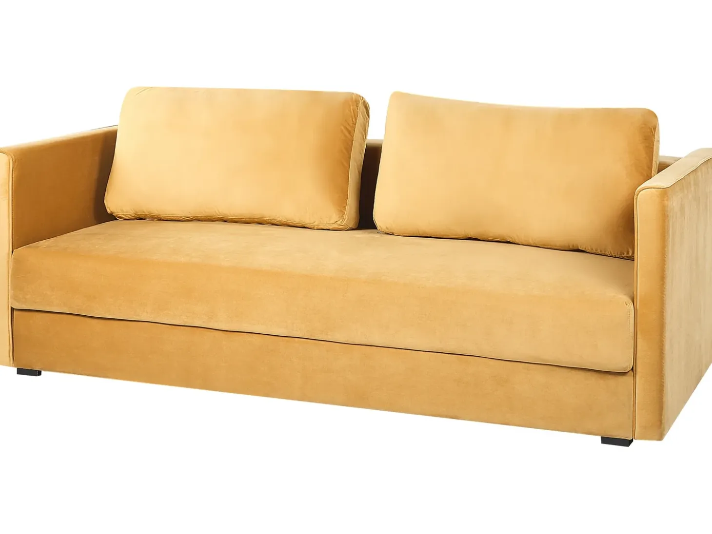 Sale Sofa rozkładana dla 3 osób EKSJO Welur Musztardowy ze schowkiem Sofy Z Funkcją Spania|Wszystkie Sofy
