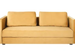 Sale Sofa rozkładana dla 3 osób EKSJO Welur Musztardowy ze schowkiem Sofy Z Funkcją Spania|Wszystkie Sofy