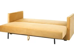 Sale Sofa rozkładana dla 3 osób EKSJO Welur Musztardowy ze schowkiem Sofy Z Funkcją Spania|Wszystkie Sofy