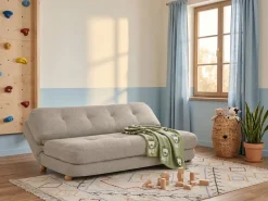 Discount Sofa rozkładana dla 2 osób ESBJERG Len syntetyczny Beżowy Sofy Z Funkcją Spania|Wszystkie Sofy