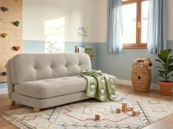 Discount Sofa rozkładana dla 2 osób ESBJERG Len syntetyczny Beżowy Sofy Z Funkcją Spania|Wszystkie Sofy