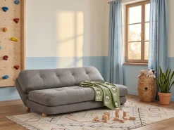 Clearance Sofa rozkładana dla 2 osób ESBJERG Len syntetyczny Ciemnoszary Sofy Z Funkcją Spania|Wszystkie Sofy