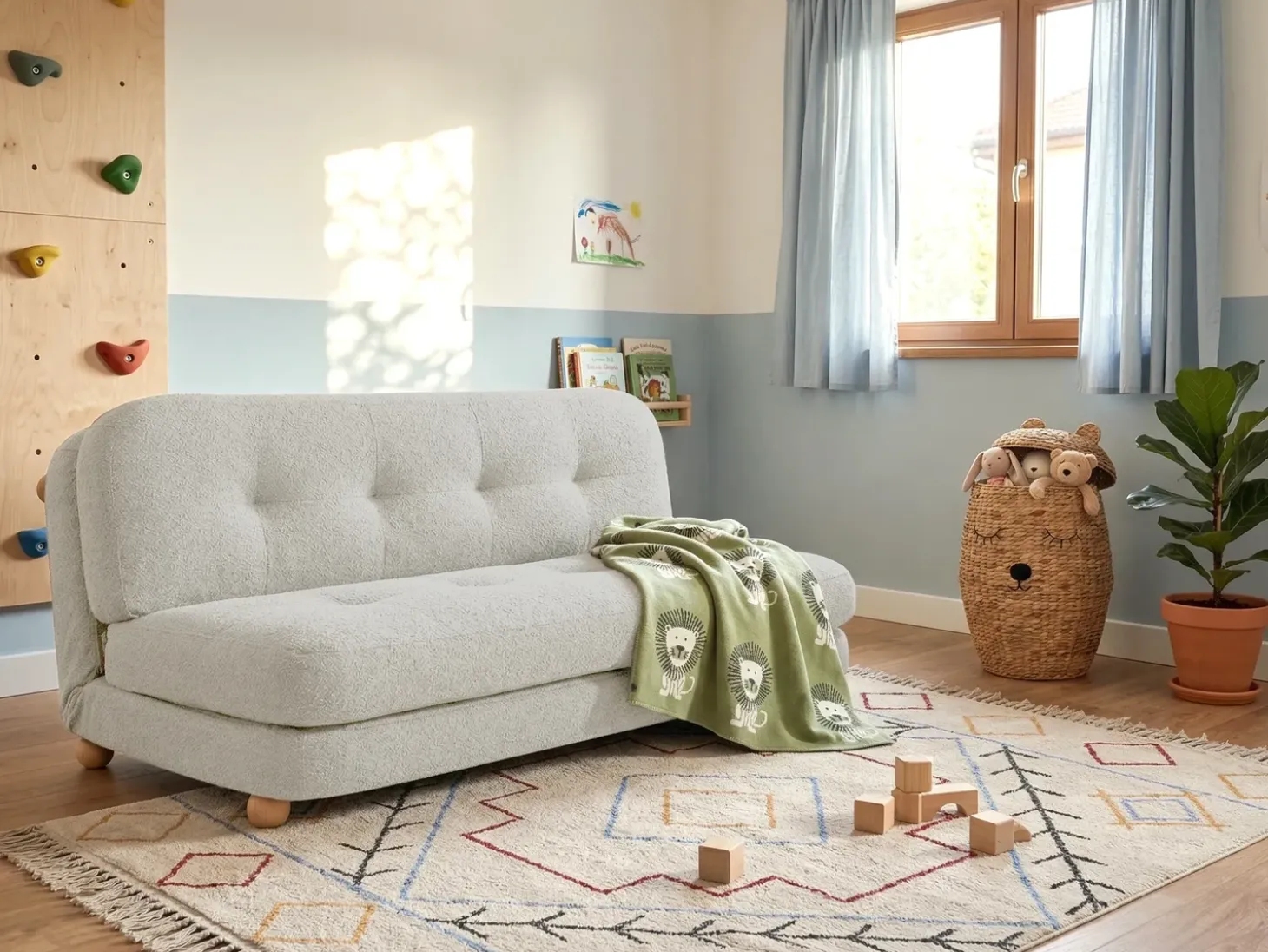 Discount Sofa rozkładana dla 2 osób ESBJERG Len syntetyczny Złamana biel Sofy Z Funkcją Spania|Wszystkie Sofy